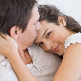 woman with man with gel for penis enlargement